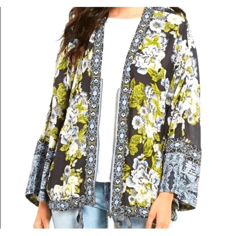 Free People Wildflower‎ Cinched Kimono Jacket Top Oversized Women’s Size M/L